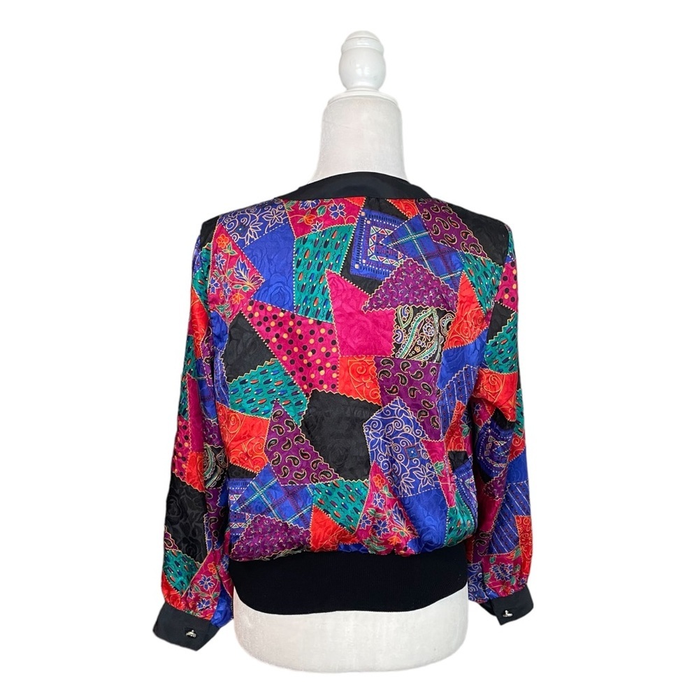 Vintage Notations Patchwork Print Pullover Button… - image 5